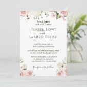 Dusty Rose Pink in einer Hochzeitseinladung Einladung (Stehend Vorderseite)