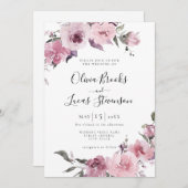 Dusty Rose Pink Mauve Blush Bloral Wedding Einladung (Vorne/Hinten)