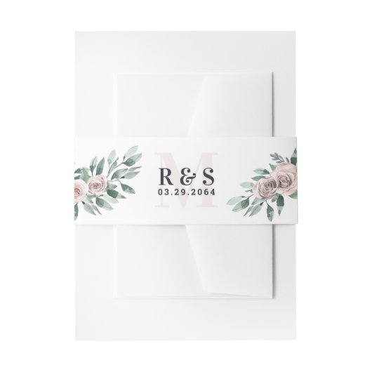 Dusty Rose Pink Mauve Boho Greenery Blumenhochzeit Einladungsbanderole (Vorderseite Beispiel)