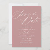 Dusty Rose Pink Mauve | Einfache Elegante Script Save The Date (Vorderseite)