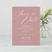 Dusty Rose Pink Mauve | Simple Elegant Script  Save The Date (Stehend Vorderseite)
