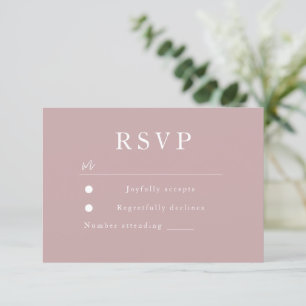 Dusty Rose Pink Mauve Wedding & Bridal RSVP Karte