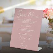 Dusty Rose Pink Minimalistisch Script Bar Menu Sockelschild