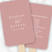Dusty Rose Pink Minimalistisch Wedding Programm Fächer
