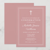 Dusty Rose Pink Moderne Grenzbestätigung Einladung (Vorne/Hinten)