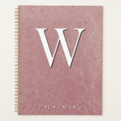 Dusty Rose Pink Moderne Marmormonogramm Planer (Vorderseite)
