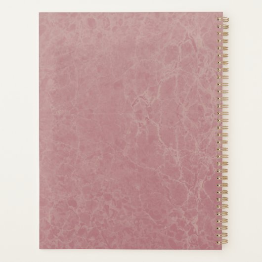 Dusty Rose Pink Moderne Marmormonogramm Planer (Rückseite)