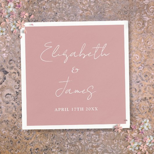 Dusty Rose Pink Moderne Minimalistische Skripthoch Serviette