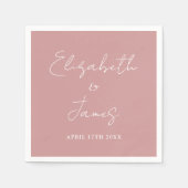 Dusty Rose Pink Moderne Minimalistische Skripthoch Serviette (Vorderseite)