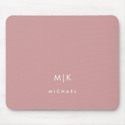 Dusty Rose Pink | Modernes Monogramm Mousepad (Vorne)