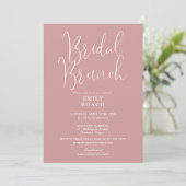 Dusty Rose Pink Modernes Script Bridal Bunch Dusch Einladung (Stehend Vorderseite)