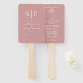 Dusty Rose Pink Monogram Wedding Program Fächer (Vorne und Hinten)