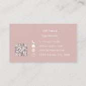 Dusty rose pink neutral QR code Business Card Visitenkarte (Rückseite)