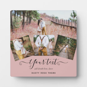 Dusty Rose Pink Newlyweds Wedding FOTO Gift Fotoplatte
