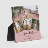 Dusty Rose Pink Newlyweds Wedding FOTO Gift Fotoplatte (Vorderseite)
