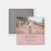 Dusty Rose Pink Newlyweds Wedding FOTO Gift Magnet (Vorderseite/Rückseite)