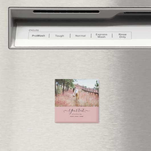 Dusty Rose Pink Newlyweds Wedding FOTO Gift Magnet (In Situ (Geschirrspüler))
