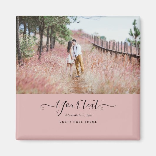 Dusty Rose Pink Newlyweds Wedding FOTO Gift Magnet (Vorne)