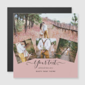 Dusty Rose Pink Newlyweds Wedding FOTO Gift Magnetkarte (Vorne/Hinten)
