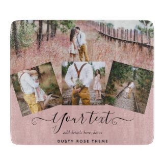 Dusty Rose Pink Newlyweds Wedding FOTO Gift Schneidebrett
