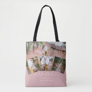 Dusty Rose Pink Newlyweds Wedding FOTO Gift Tasche