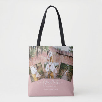 Dusty Rose Pink Newlyweds Wedding FOTO Gift Tasche