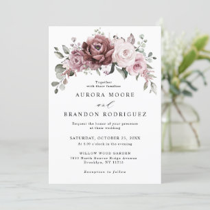 Dusty Rose Pink Peach Floral Wedding Einladung