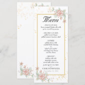 Dusty Rose Pink Peony Peach Wedding Menu Menükarte (Vorne/Hinten)