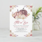 Dusty Rose Pink Pumpkin Floral Brautparty Einladung (Stehend Vorderseite)