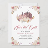 Dusty Rose Pink Pumpkin Floral Wedding Save The Date (Vorderseite)