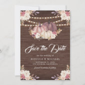 Dusty Rose Pink Pumpkin Floral Wood Wedding Save The Date (Vorderseite)