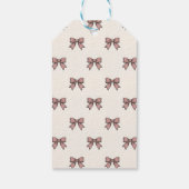 Dusty Rose Pink Ribbon Bows Coquette Geschenkanhänger (Rückseite)