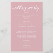 Dusty Rose Pink Romantic Wedding Programm (Rückseite)