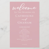 Dusty Rose Pink Romantic Wedding Programm (Vorderseite)