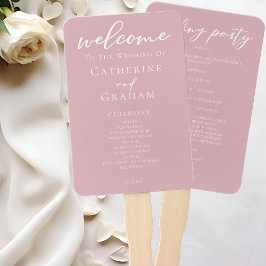 Dusty Rose Pink Romantic Wedding Programm Fächer