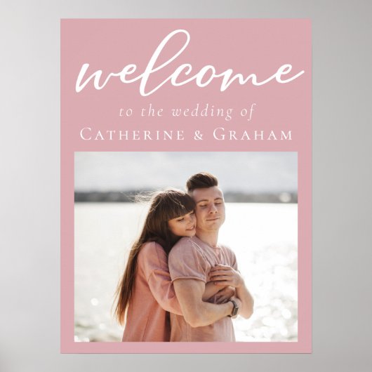 Dusty Rose Pink Romantisches Couple Foto Hochzeit Poster (Vorne)