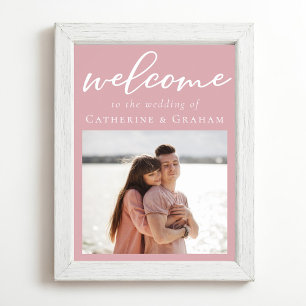Dusty Rose Pink Romantisches Couple Foto Hochzeit Poster