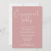 Dusty Rose Pink Script Engagement Party Einladung (Vorderseite)