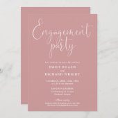 Dusty Rose Pink Script Engagement Party Einladung (Vorne/Hinten)