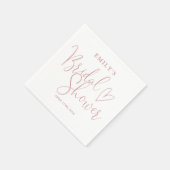 Dusty Rose Pink Script Kalligrafy Brautparty Serviette (Ecke)