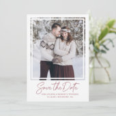 Dusty Rose Pink Text und Foto Hochzeit Save The Date (Stehend Vorderseite)