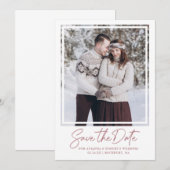 Dusty Rose Pink Text und Foto Hochzeit Save The Date (Vorne/Hinten)