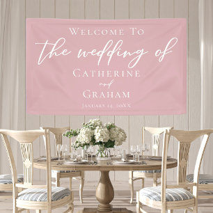 Dusty Rose Pink Typografy Feminine Wedding Banner