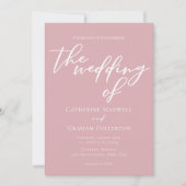 Dusty Rose Pink Typografy Feminine Wedding Einladung (Vorderseite)