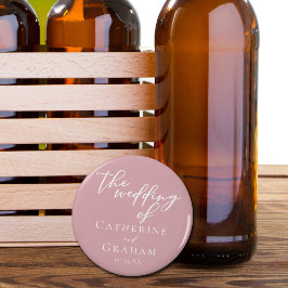 Dusty Rose Pink Typografy Feminine Wedding Flaschenöffner