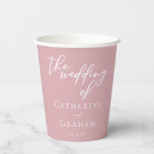Dusty Rose Pink Typografy Feminine Wedding Pappbecher (Rückseite)