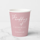 Dusty Rose Pink Typografy Feminine Wedding Pappbecher (Vorderseite)