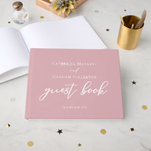 Dusty Rose Pink Typografy Romantic Wedding Gästebuch