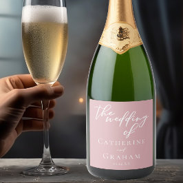 Dusty Rose Pink Typografy Romantic Wedding Schaumweinetikett