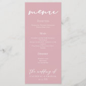 Dusty Rose Pink Typografy Wedding Dinner Menükarte (Vorderseite)